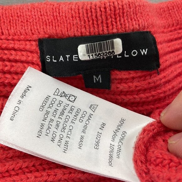 Slate & Willow Sweater Boxy Colorblock Red Knit Size Medium M - Picture 13 of 13